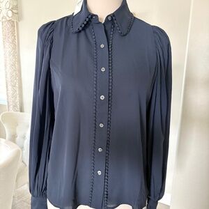NWT Ann Taylor Navy Blouse